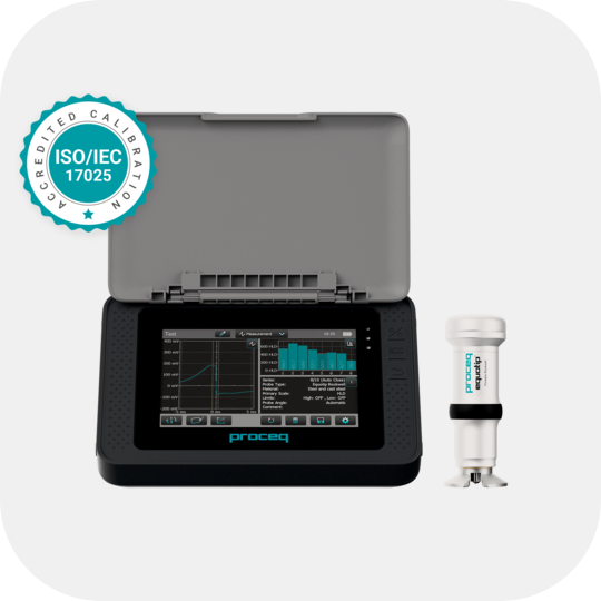 Equotip Rockwell portable hardness tester